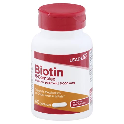Image for Leader Biotin B-Complex, 5000 mcg, Capsules,60ea from Vanco Pharmacy