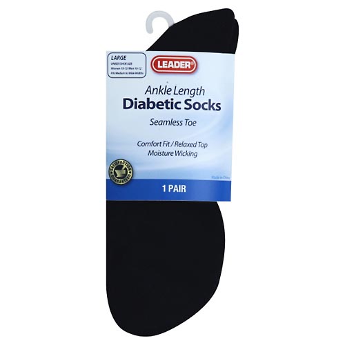 Image for Leader Diabetic Socks, Ankle Length, Large,1pr from Vanco Pharmacy