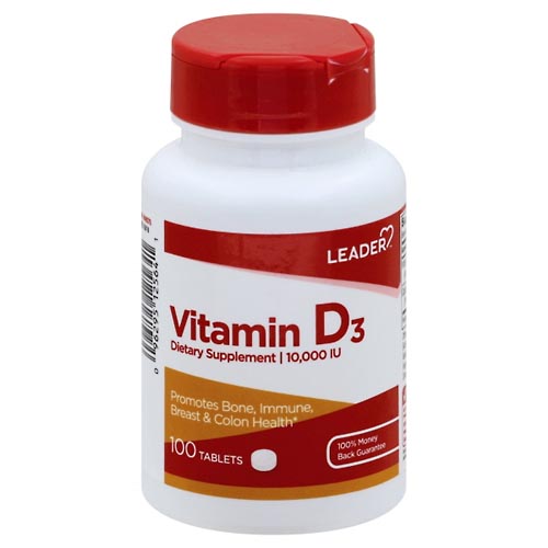 Image for Leader Vitamin D3, 10,000 IU, Tablets,100ea from Vanco Pharmacy