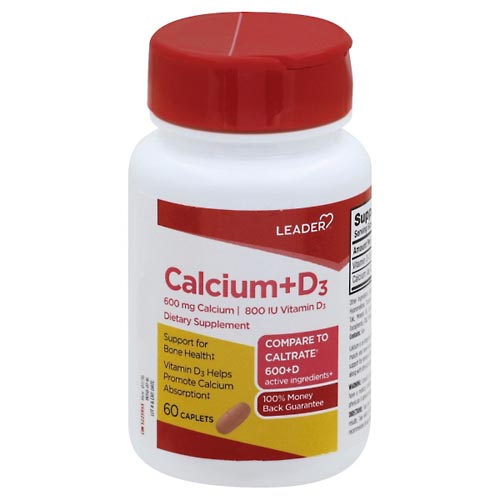 Image for Leader Calcium + D3, Caplets,60ea from Vanco Pharmacy