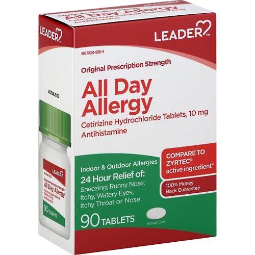 Image for Leader All Day Allergy Relief, 24 Hr,Original, Tablet,90ea from Vanco Pharmacy