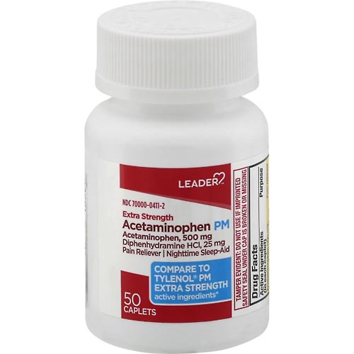 Image for Leader Acetaminophen PM, Extra Strength, Caplets,50ea from Vanco Pharmacy