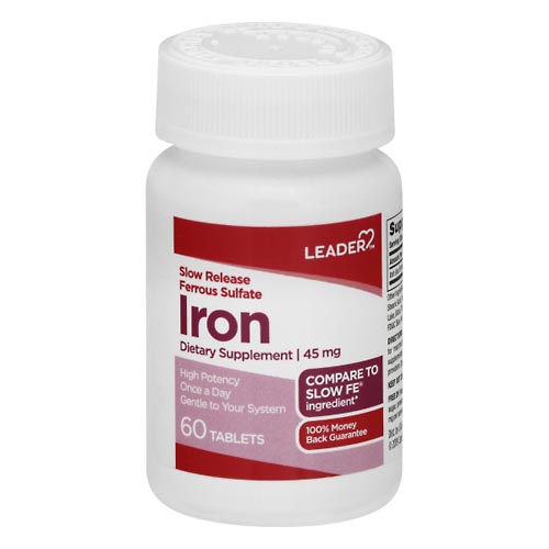 Image for Leader Iron, 45 mg, Tablets,60ea from Vanco Pharmacy