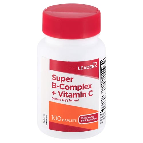 Image for Leader Super B-Complex + Vitamin C, Caplets,100ea from Vanco Pharmacy