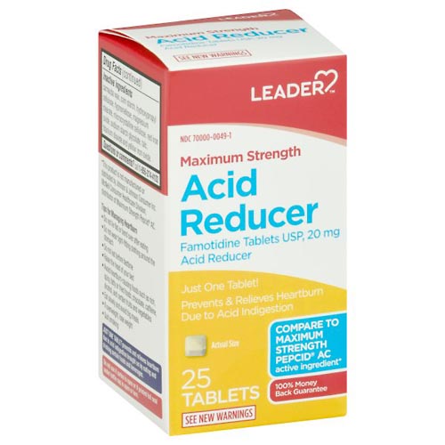 Image for Leader Acid Reducer, Maximum Strength, Tablets,25ea from Vanco Pharmacy